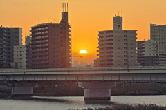 夕景 新四つ木橋下流