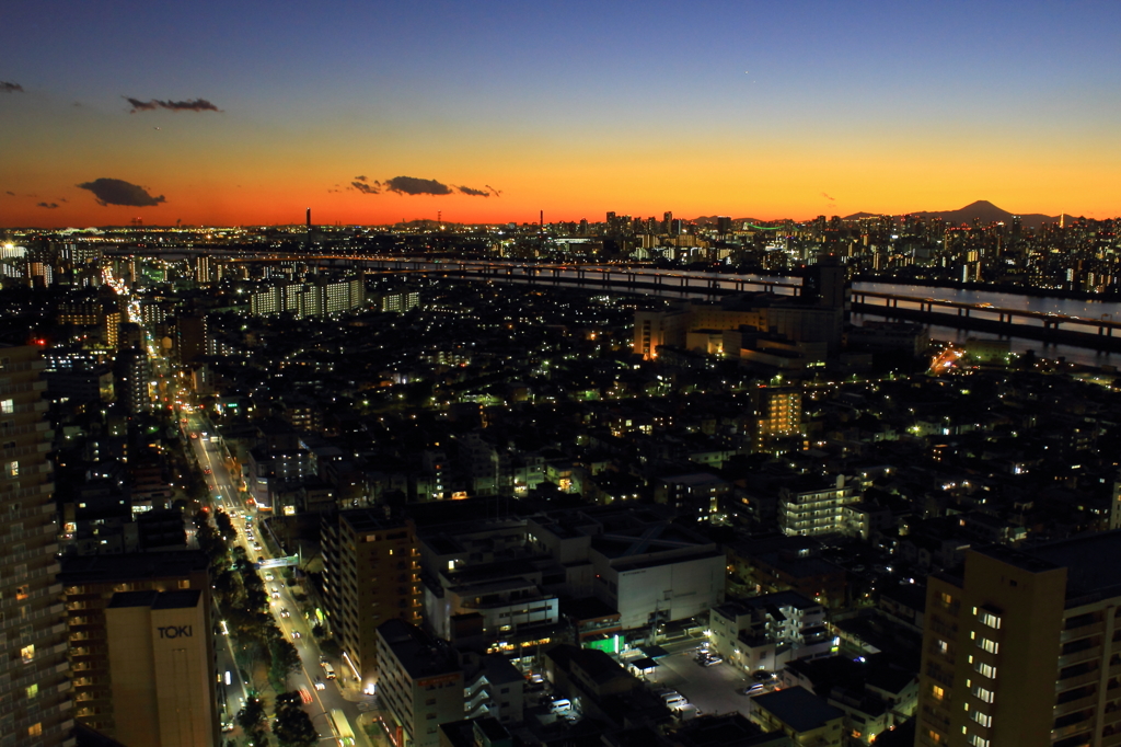 東京山脈と富士山　高さ１１５Mからの夕景＃６