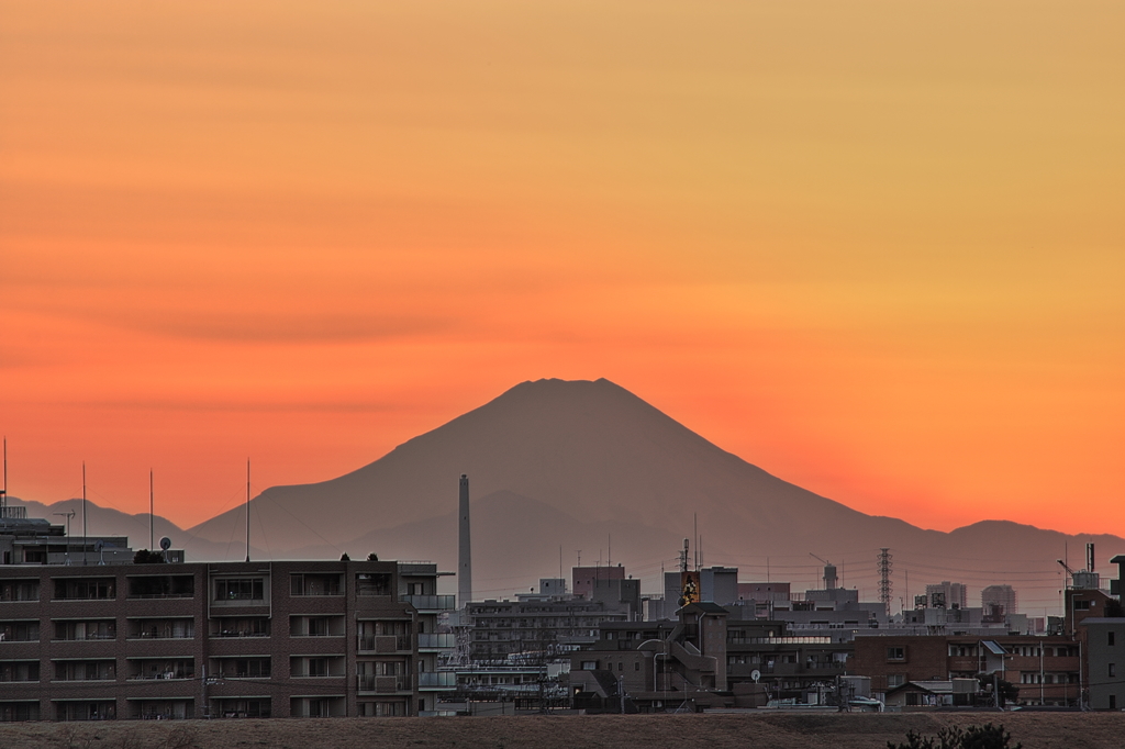 川口市荒川町で見た富士山夕景＃５