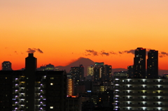 小松川で見た富士山夕景 ＃４ やっと見えた