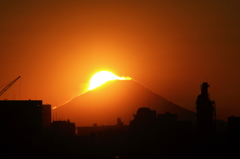 江北橋下流で見た富士山夕景＃２ やっぱりハズレ