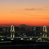 東京山脈と富士山　夕景