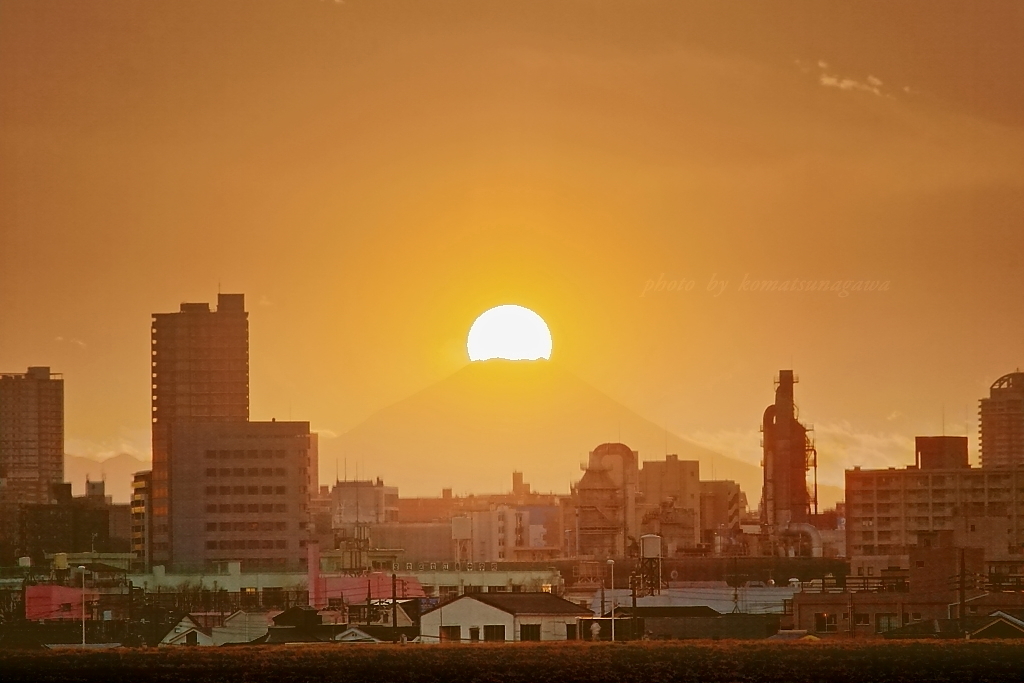 夕景 今年１月中頃の足立区扇二丁目にて