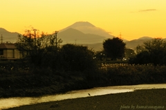 高幡橋上流で見た富士山夕景＃１１