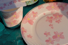 お花見のお皿とコップも桜