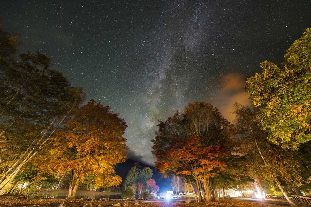 紅葉と天の川