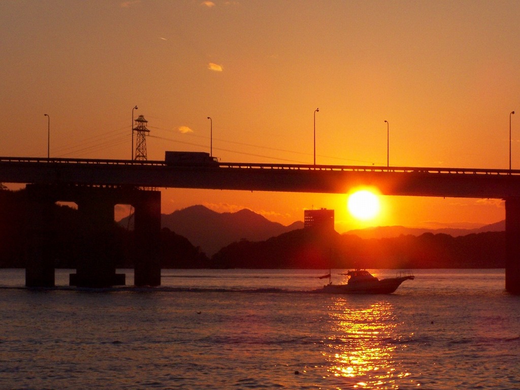 夕陽に照らされて