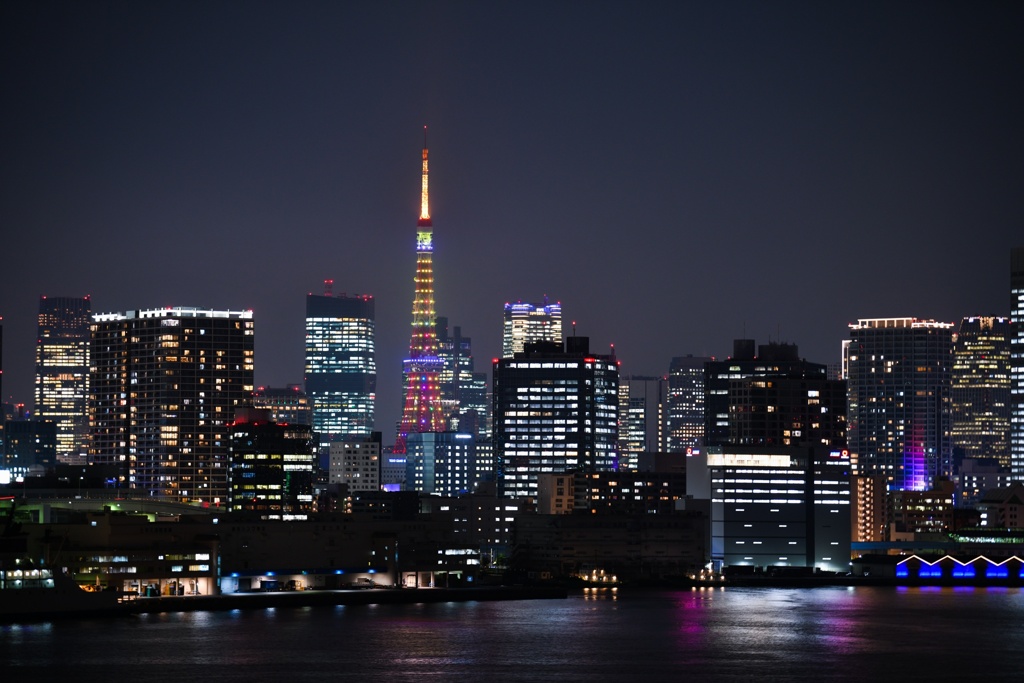 レインボーブリッジから望む東京タワー