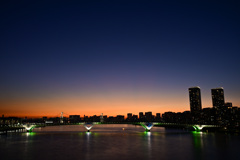 豊洲から眺める日没空