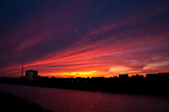 真っ赤な夕日
