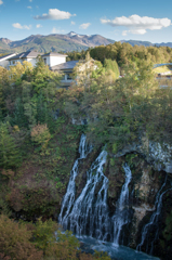 白髭の滝と十勝岳