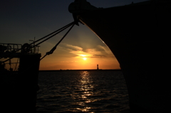 釧路西港の夕日
