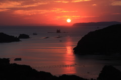 九十九島の向こうへ沈む夕陽
