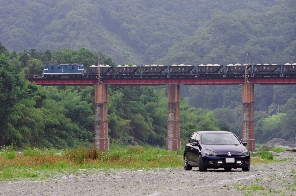 秩父鉄道　荒川橋梁と愛車