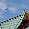 神社と飛行船