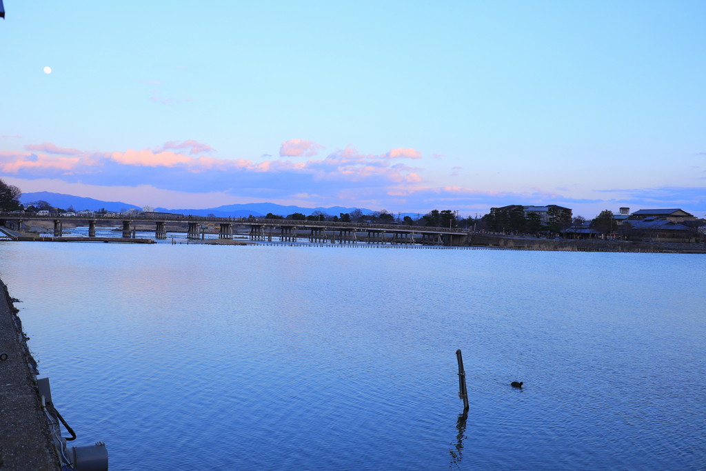 渡月橋の夕暮れ