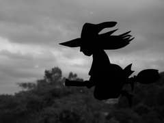 ほうきに乗って。