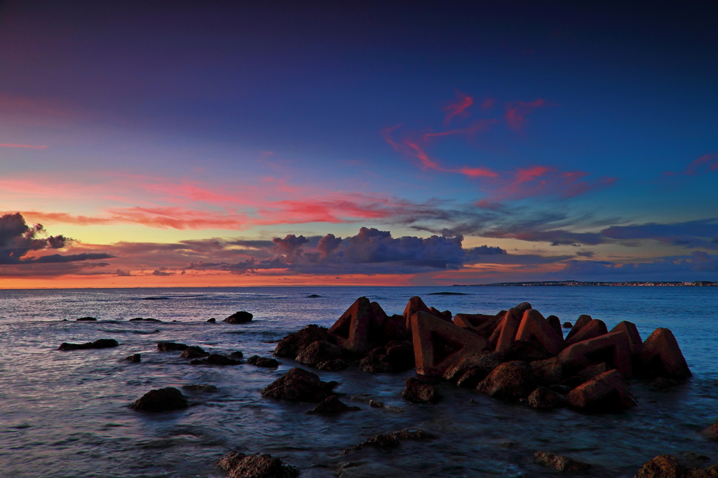 Twilight in the breakwater