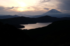 富士山と夕日