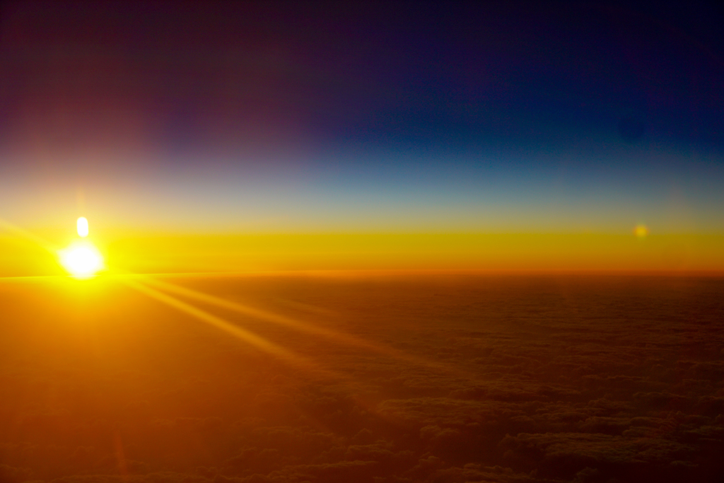 40,000ftからの夕焼け