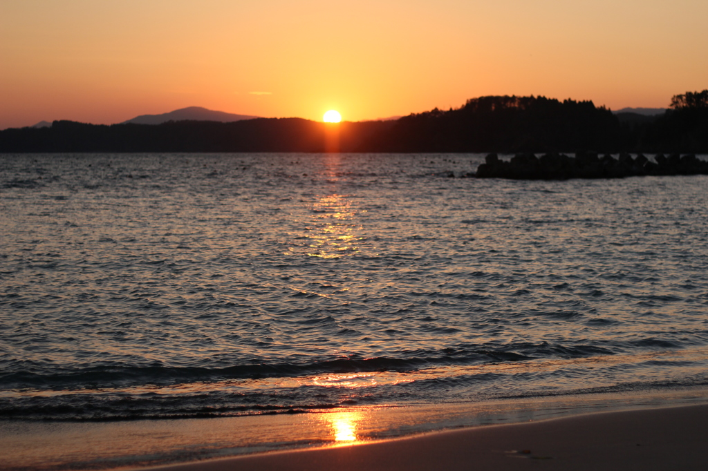 長須賀海水浴場の夕焼け