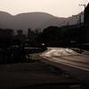 西日と道路