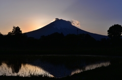 田園と夕富士