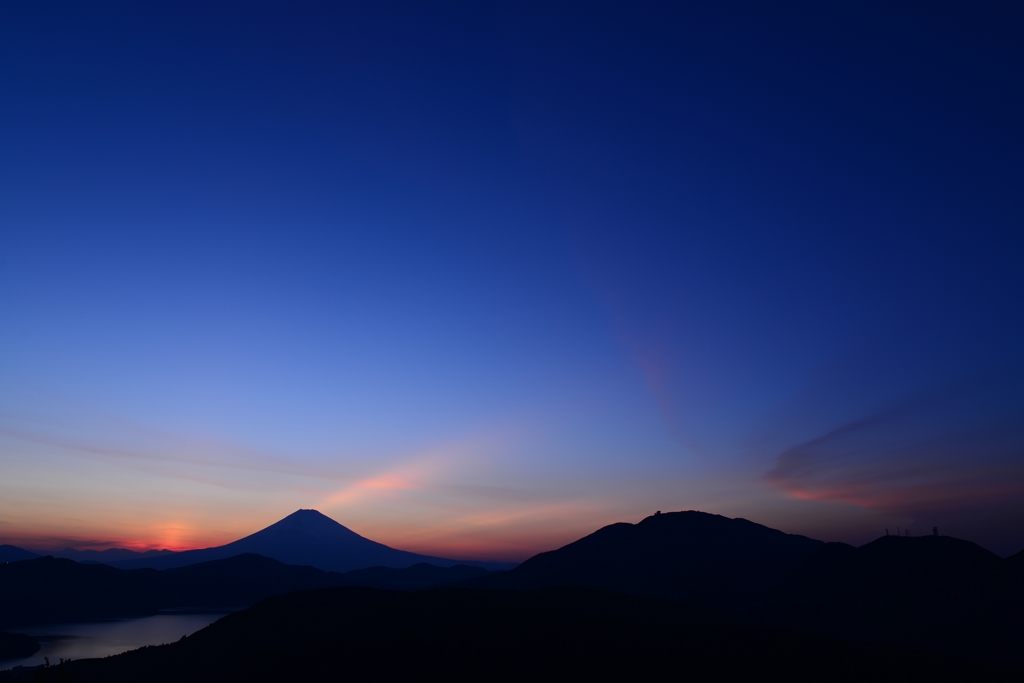夕焼けと富士