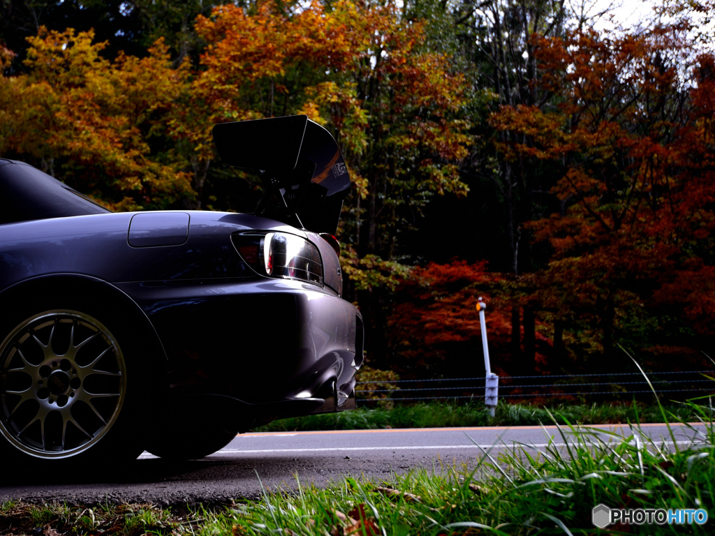 紅葉と愛車