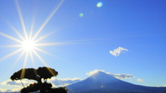 松と富士山と太陽