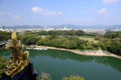 岡山城から見る後楽園