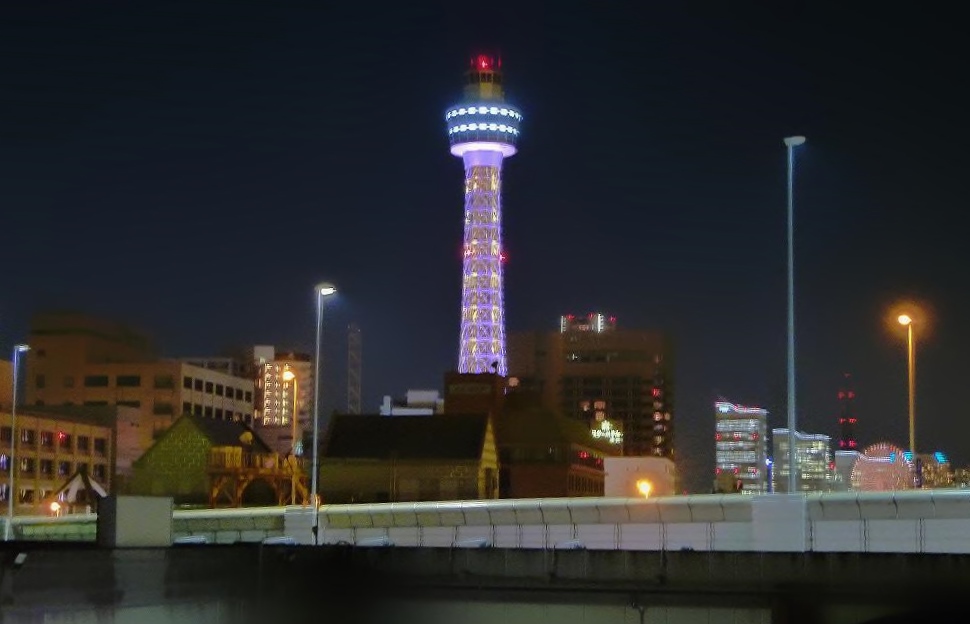 ドンキホーテ山下公園店から見たマリンタワー