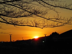 新横浜で見た夕日♪
