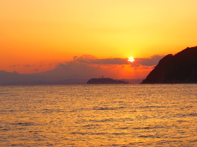 逗子海岸の夕日