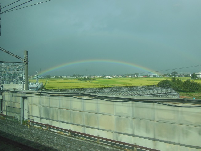 新幹線からの虹♪