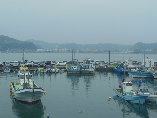 葉山漁港から見た逗子海岸♪