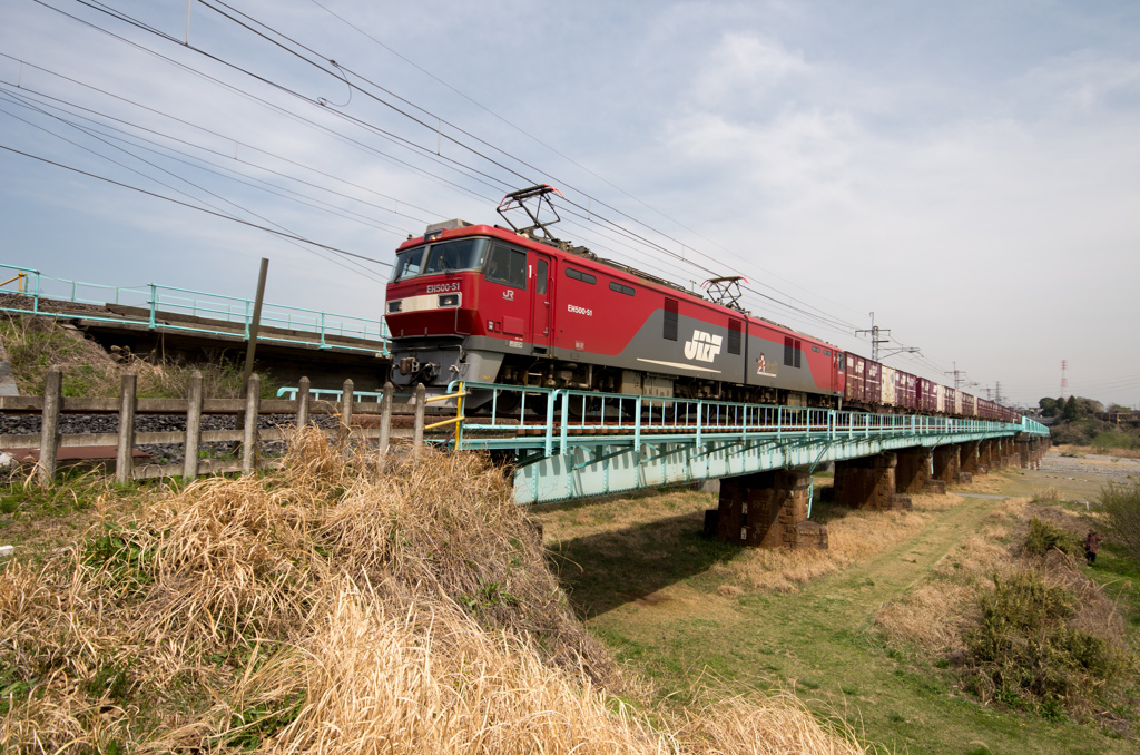 EH500-51（金太郎）鬼怒川の鉄橋