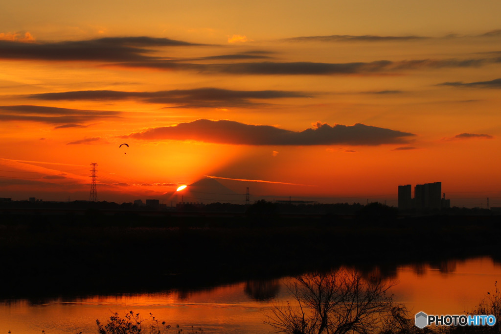 初冬の夕日