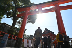 鳥居をくぐる