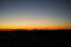 夕焼けと富士山