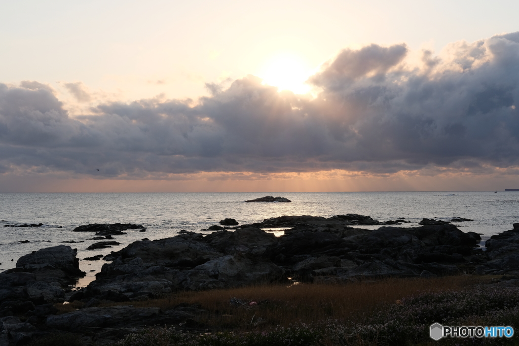 夕焼け手前