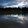 田植えが終わって、夕暮れ