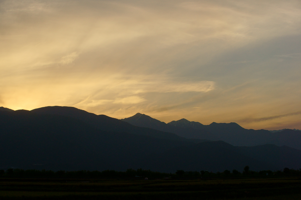 安曇野の夕暮れ