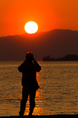 琵琶湖の夕日