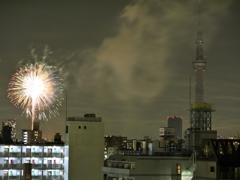 花火と塔のコラボ