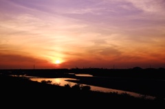 手取川の夕景