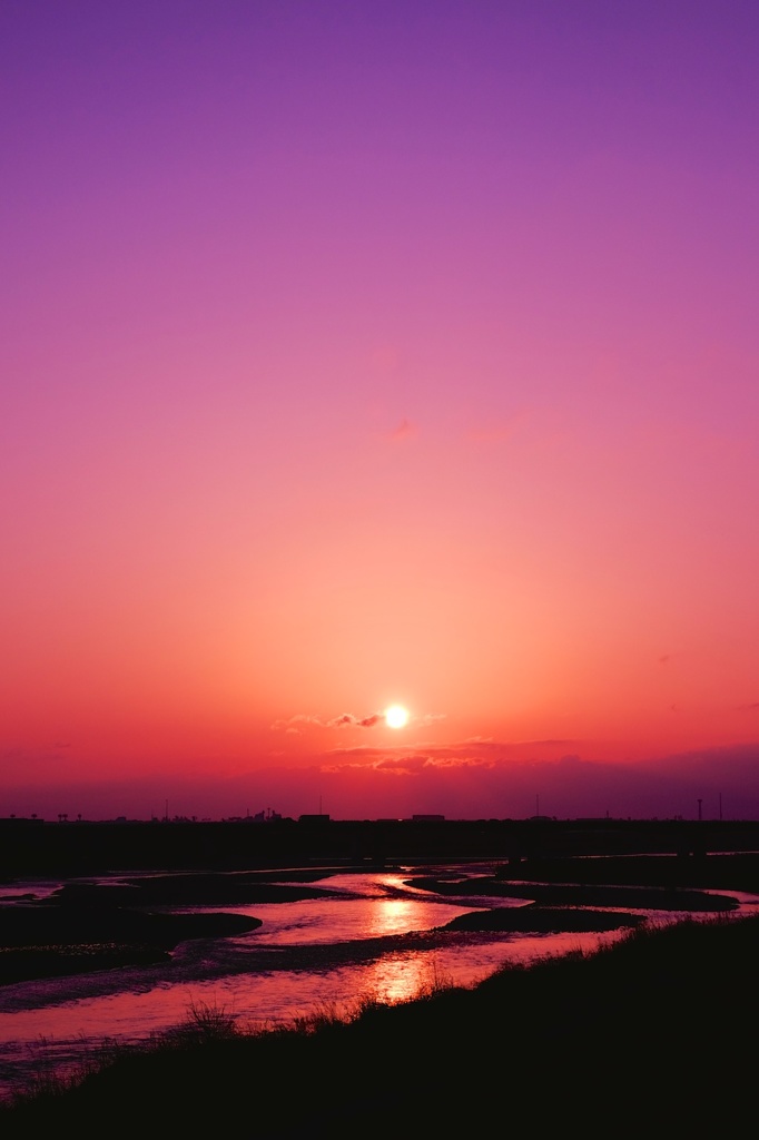 手取川の夕景