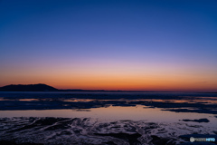 ３月　サロマ湖の夕日