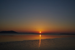 サロマ湖の日没