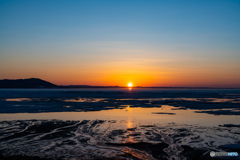 ３月　サロマ湖の夕日
